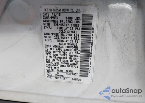 2017 Nissan Rogue S from USA, damaged, VIN JN8AT2MT4HW137774